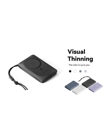 Banque d'énergie VEGER 10 000 mAh avec charge inductive compatible avec MagSafe PD QC3.0 2A 20W MagOn (VP1151 / W1151) blanc