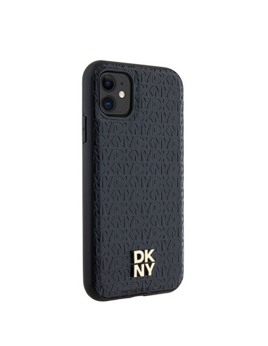 Coque DKNY pour IPHONE 11 compatible avec MagSafe DKHMN61PSHRPSK (DKNY HC MagSafe Pu Repeat Pattern W/Stack Logo) noir