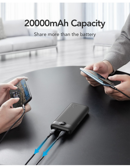 VEGER powerbank 20 000 mAh PD QC3.0 2A 20W L20S (VP2039PD / W2039PD) noir
