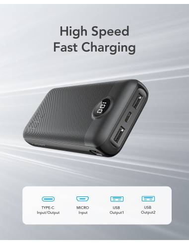 VEGER powerbank 20 000 mAh PD QC3.0 2A 20W L20S (VP2039PD / W2039PD) noir