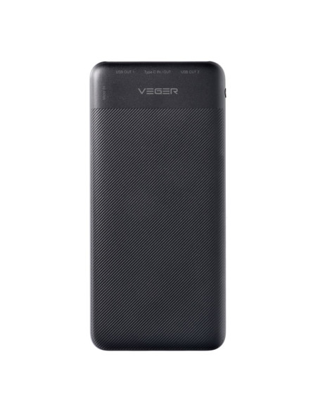 Banque d'énergie VEGER 10 000 mAh PD QC3.0 2A 20W A11S (W1133S) noir.