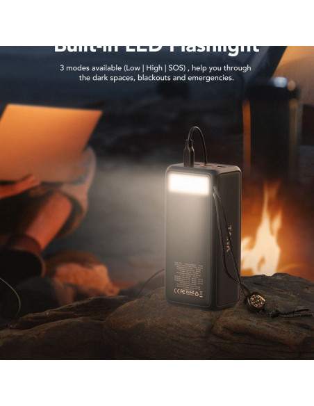 VEGER powerbank 56 000 mAh PD QC3.0 5A 130W Tank Boost (W5001C) noir