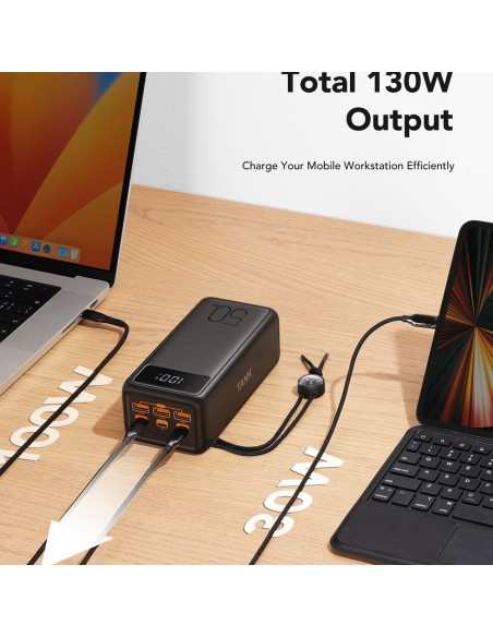 VEGER powerbank 56 000 mAh PD QC3.0 5A 130W Tank Boost (W5001C) noir