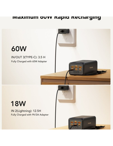 VEGER powerbank 56 000 mAh PD QC3.0 5A 130W Tank Boost (W5001C) noir