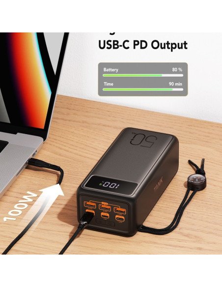 VEGER powerbank 56 000 mAh PD QC3.0 5A 130W Tank Boost (W5001C) noir