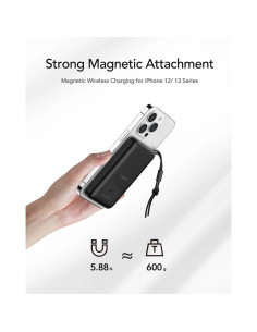 Banque d'énergie VEGER 10 000 mAh avec charge inductive compatible avec MagSafe PD QC3.0 2A 20W MagOn (VP1151 / W1151) noir 2