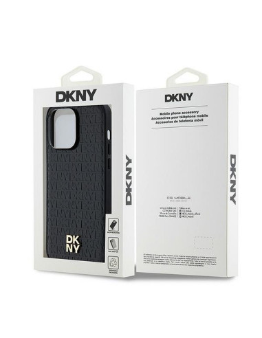 Coque pour IPHONE 13 Pro Max compatible avec MagSafe DKHMP13XPSHRPSK (DKNY HC MagSafe Pu Repeat Pattern W/Stack Logo) noir