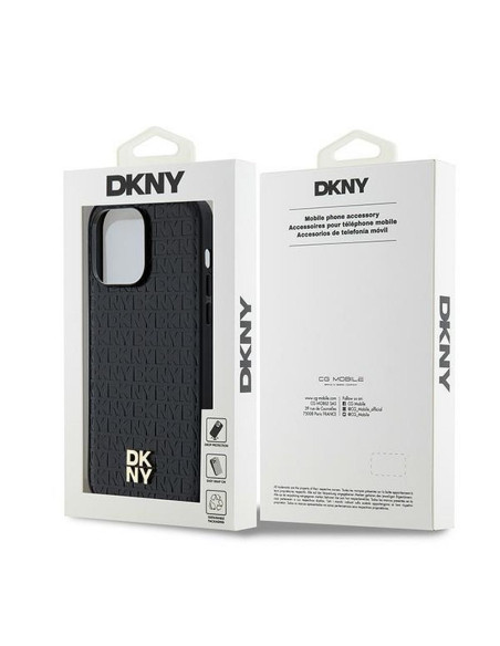 Coque pour IPHONE 13 Pro Max compatible avec MagSafe DKHMP13XPSHRPSK (DKNY HC MagSafe Pu Repeat Pattern W/Stack Logo) noir