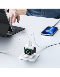 VEGER secteur USB + Type C + chargeur compatible avec l'Apple Watch PD 25W W002E blanc. 2
