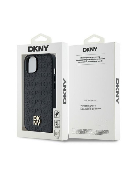 Coque DKNY pour IPHONE 14 compatible avec MagSafe DKHMP14SPSHRPSK (DKNY HC MagSafe Pu Repeat Pattern W/Stack Logo) noir