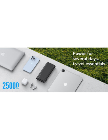VEGER powerbank 25 000 mAh avec câbles Type C / Lightning PD 130W intégrés TCE130 (W2503) noir