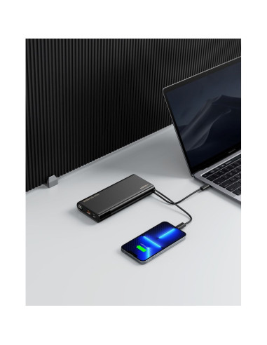 VEGER powerbank 25 000 mAh avec câbles Type C / Lightning PD 130W intégrés TCE130 (W2503) noir