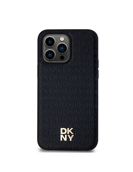 Coque pour IPHONE 14 Pro compatible avec MagSafe DKHMP14LPSHRPSK (DKNY HC MagSafe Pu Repeat Pattern W/Stack Logo) noir