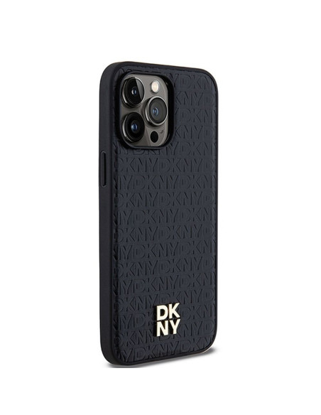 Coque pour IPHONE 14 Pro compatible avec MagSafe DKHMP14LPSHRPSK (DKNY HC MagSafe Pu Repeat Pattern W/Stack Logo) noir