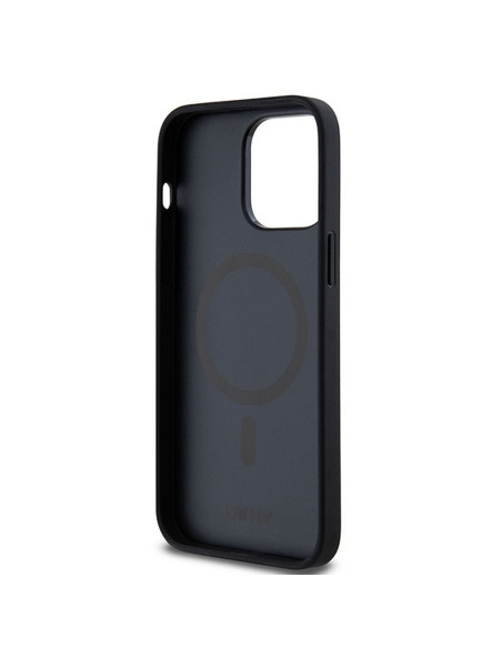 Coque pour IPHONE 14 Pro compatible avec MagSafe DKHMP14LPSHRPSK (DKNY HC MagSafe Pu Repeat Pattern W/Stack Logo) noir