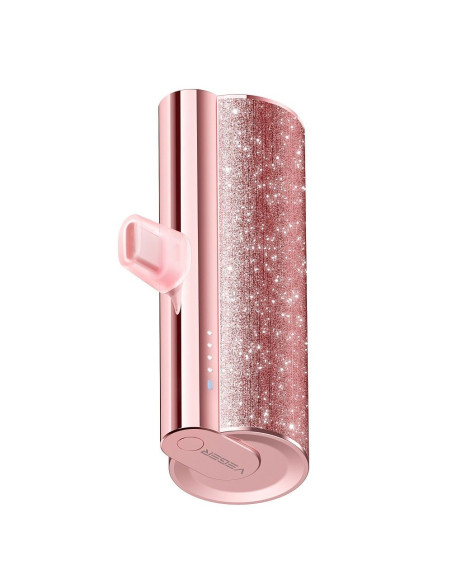 Banque d'énergie VEGER 5 000 mAh avec PD intégré Type C QC3.0 2.4A 12W PlugOn (W0573) rose