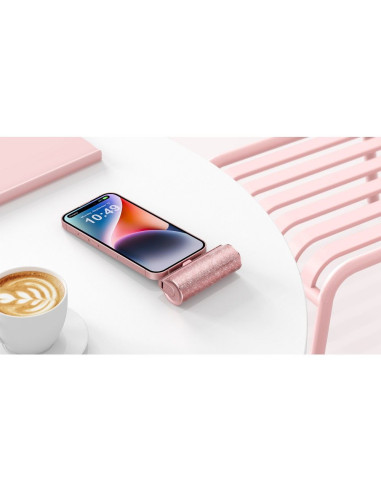 Banque d'énergie VEGER 5 000 mAh avec PD intégré Type C QC3.0 2.4A 12W PlugOn (W0573) rose