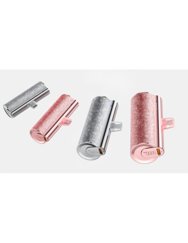 Banque d'énergie VEGER 5 000 mAh avec PD intégré Type C QC3.0 2.4A 12W PlugOn (W0573) rose