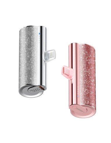 Banque d'énergie VEGER 5 000 mAh avec PD intégré Type C QC3.0 2.4A 12W PlugOn (W0573) rose