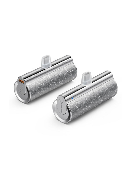 Banque d'énergie VEGER 5 000 mAh avec Lightning PD QC3.0 2.4A 12W PlugOn (W0573P) argenté