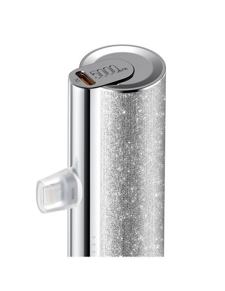 Banque d'énergie VEGER 5 000 mAh avec Lightning PD QC3.0 2.4A 12W PlugOn (W0573P) argenté