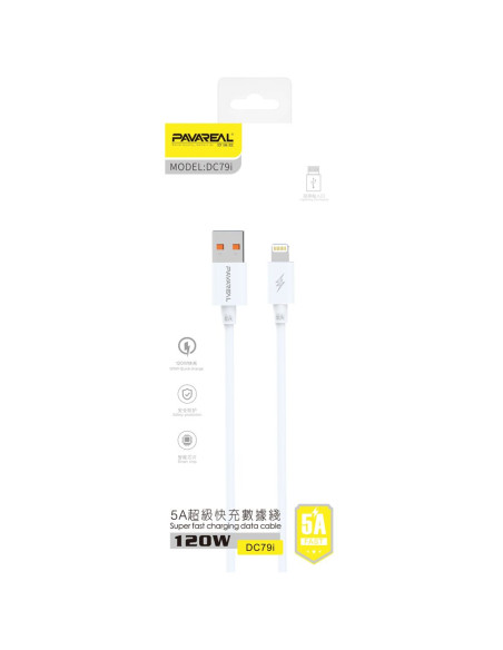 PAVAREAL Câble USB vers iPhone Lightning 5A PA-DC79I 1 m. blanc