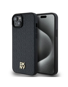 Coque DKNY pour IPHONE 15 compatible avec MagSafe DKHMP15SPSHRPSK (DKNY HC MagSafe Pu Repeat Pattern W/Stack Logo) noir