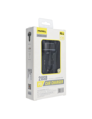 PAVAREAL chargeur de voiture Type C PD 20W + 2x USB 4.8A PA-CC65 noir