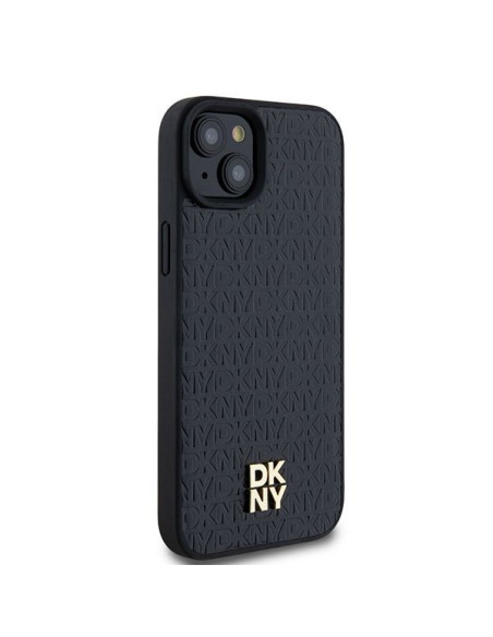 Coque DKNY pour IPHONE 15 compatible avec MagSafe DKHMP15SPSHRPSK (DKNY HC MagSafe Pu Repeat Pattern W/Stack Logo) noir
