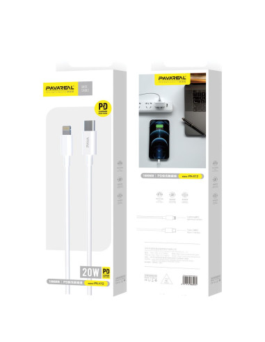 PAVAREAL câble Type C vers Lightning 8-pin 3A PA-X12 1 m. blanc