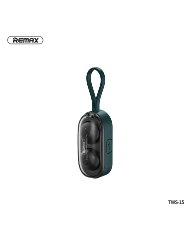REMAX ecouteurs sans fil / bluetooth TWS-15 w station d"accueil inclue dans le smartband gris