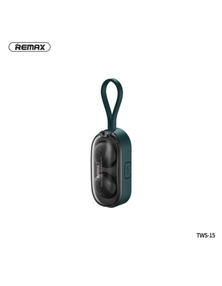 REMAX ecouteurs sans fil / bluetooth TWS-15 w station d"accueil inclue dans le smartband gris