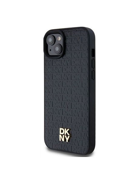 Coque pour IPHONE 15 Plus compatible avec MagSafe DKHMP15MPSHRPSK (DKNY HC MagSafe Pu Repeat Pattern W/Stack Logo) noir