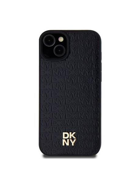 Coque pour IPHONE 15 Plus compatible avec MagSafe DKHMP15MPSHRPSK (DKNY HC MagSafe Pu Repeat Pattern W/Stack Logo) noir