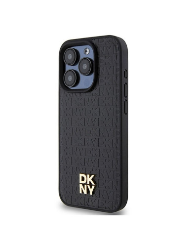 Coque pour IPHONE 15 Pro compatible avec MagSafe DKHMP15LPSHRPSK (DKNY HC MagSafe Pu Repeat Pattern W/Stack Logo) noir