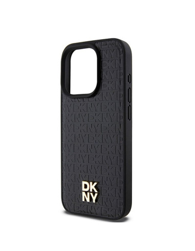 Coque pour IPHONE 15 Pro compatible avec MagSafe DKHMP15LPSHRPSK (DKNY HC MagSafe Pu Repeat Pattern W/Stack Logo) noir