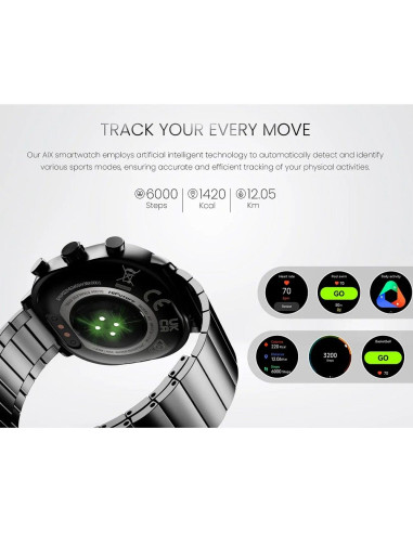 HiFuture AIX smartwatch en acier inoxydable avec intelligence artificielle (OLED) (CORNING GORILLA GLASS) argenté