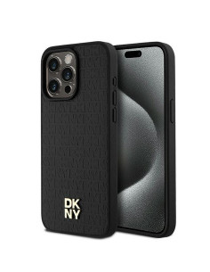 Coque pour IPHONE 15 Pro Max compatible avec MagSafe DKHMP15XPSHRPSK (DKNY HC MagSafe Pu Repeat Pattern W/Stack Logo) noir