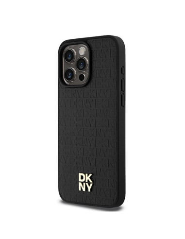 Coque pour IPHONE 15 Pro Max compatible avec MagSafe DKHMP15XPSHRPSK (DKNY HC MagSafe Pu Repeat Pattern W/Stack Logo) noir