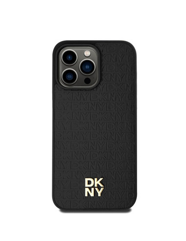 Coque pour IPHONE 15 Pro Max compatible avec MagSafe DKHMP15XPSHRPSK (DKNY HC MagSafe Pu Repeat Pattern W/Stack Logo) noir