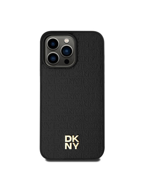Coque pour IPHONE 15 Pro Max compatible avec MagSafe DKHMP15XPSHRPSK (DKNY HC MagSafe Pu Repeat Pattern W/Stack Logo) noir