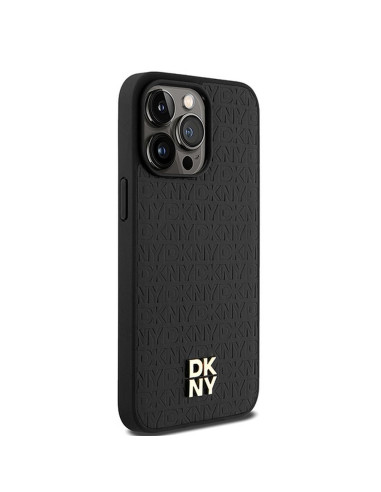 Coque pour IPHONE 15 Pro Max compatible avec MagSafe DKHMP15XPSHRPSK (DKNY HC MagSafe Pu Repeat Pattern W/Stack Logo) noir
