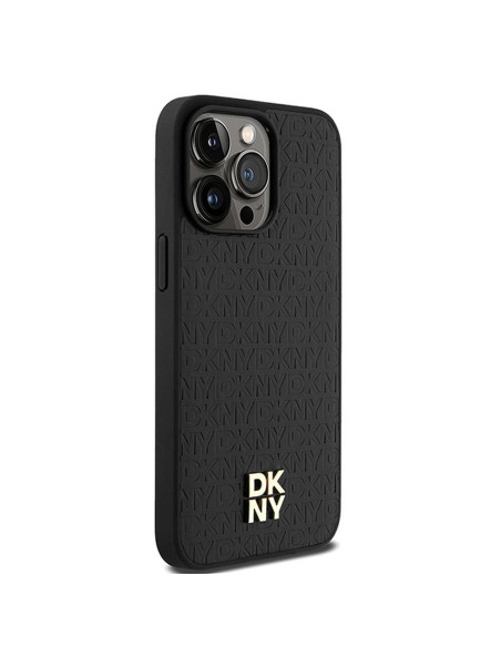 Coque pour IPHONE 15 Pro Max compatible avec MagSafe DKHMP15XPSHRPSK (DKNY HC MagSafe Pu Repeat Pattern W/Stack Logo) noir
