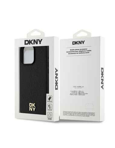 Coque pour IPHONE 15 Pro Max compatible avec MagSafe DKHMP15XPSHRPSK (DKNY HC MagSafe Pu Repeat Pattern W/Stack Logo) noir