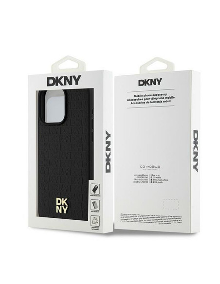 Coque pour IPHONE 15 Pro Max compatible avec MagSafe DKHMP15XPSHRPSK (DKNY HC MagSafe Pu Repeat Pattern W/Stack Logo) noir