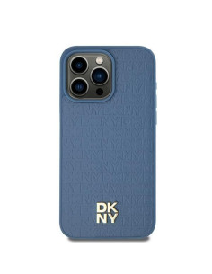 Coque DKNY pour IPHONE 15 compatible avec MagSafe DKHMP15SPSHRPSB (DKNY HC MagSafe Pu Repeat Pattern W/Stack Logo) bleu