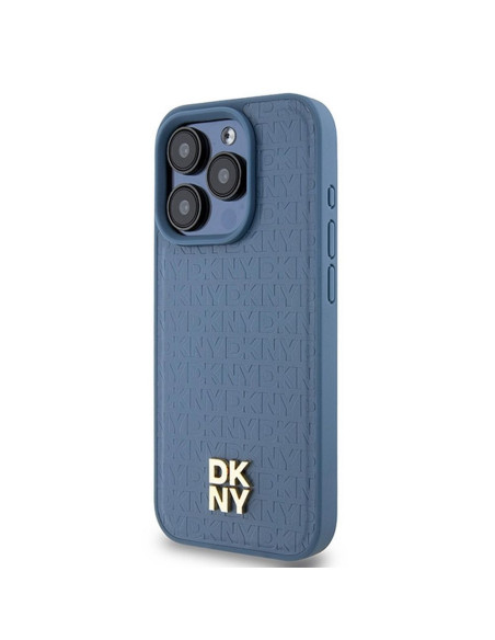 Coque pour IPHONE 15 Pro compatible avec MagSafe DKHMP15LPSHRPSB (DKNY HC MagSafe Pu Repeat Pattern W/Stack Logo) bleu