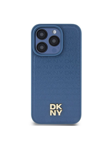 Coque pour IPHONE 15 Pro compatible avec MagSafe DKHMP15LPSHRPSB (DKNY HC MagSafe Pu Repeat Pattern W/Stack Logo) bleu