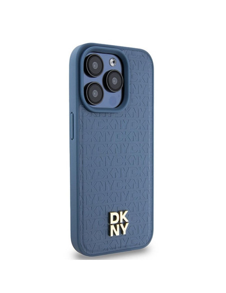 Coque pour IPHONE 15 Pro compatible avec MagSafe DKHMP15LPSHRPSB (DKNY HC MagSafe Pu Repeat Pattern W/Stack Logo) bleu