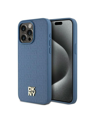 Coque pour IPHONE 15 Pro Max compatible avec MagSafe DKHMP15XPSHRPSB (DKNY HC MagSafe Pu Repeat Pattern W/Stack Logo) bleu